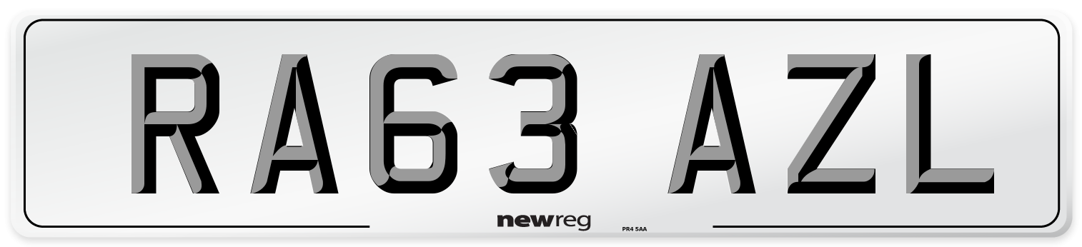 RA63 AZL Number Plate from New Reg